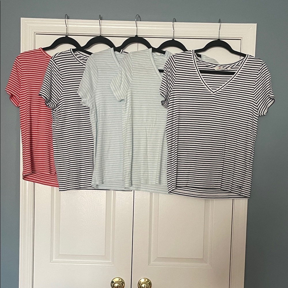 Striped Tees Women Tops - Set of 5
